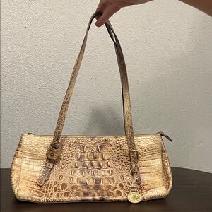 Brahmin Croc-Embossed Metallic Gold Shoulder Bag